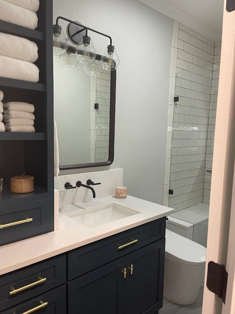 Bathroom light fixture installation in North Texas