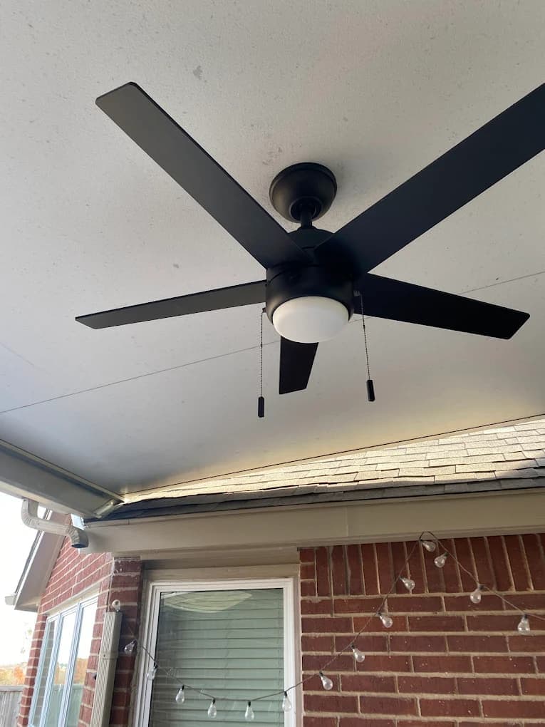 Outdoor patio ceiling fan installation in North Texas