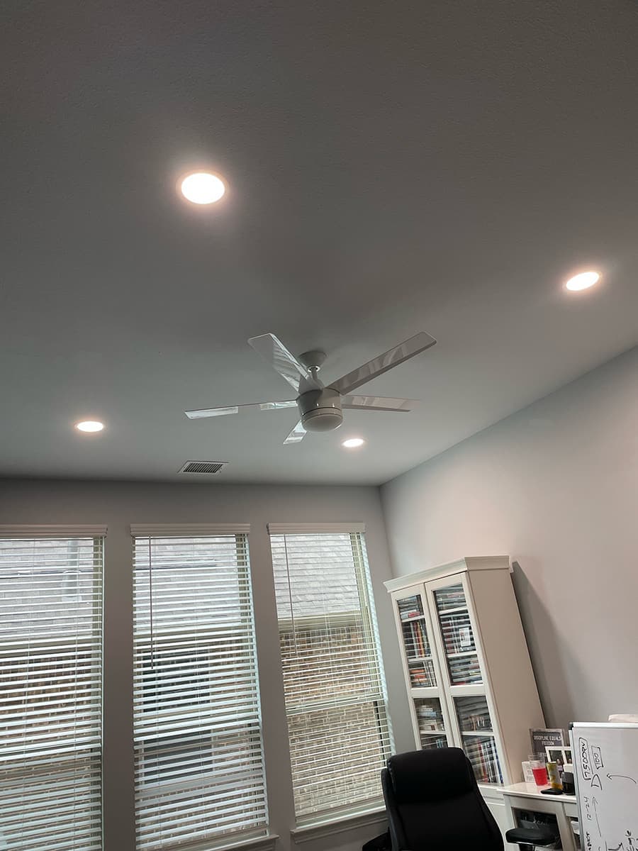 Recessed lighting and ceiling fan installation in North Texas