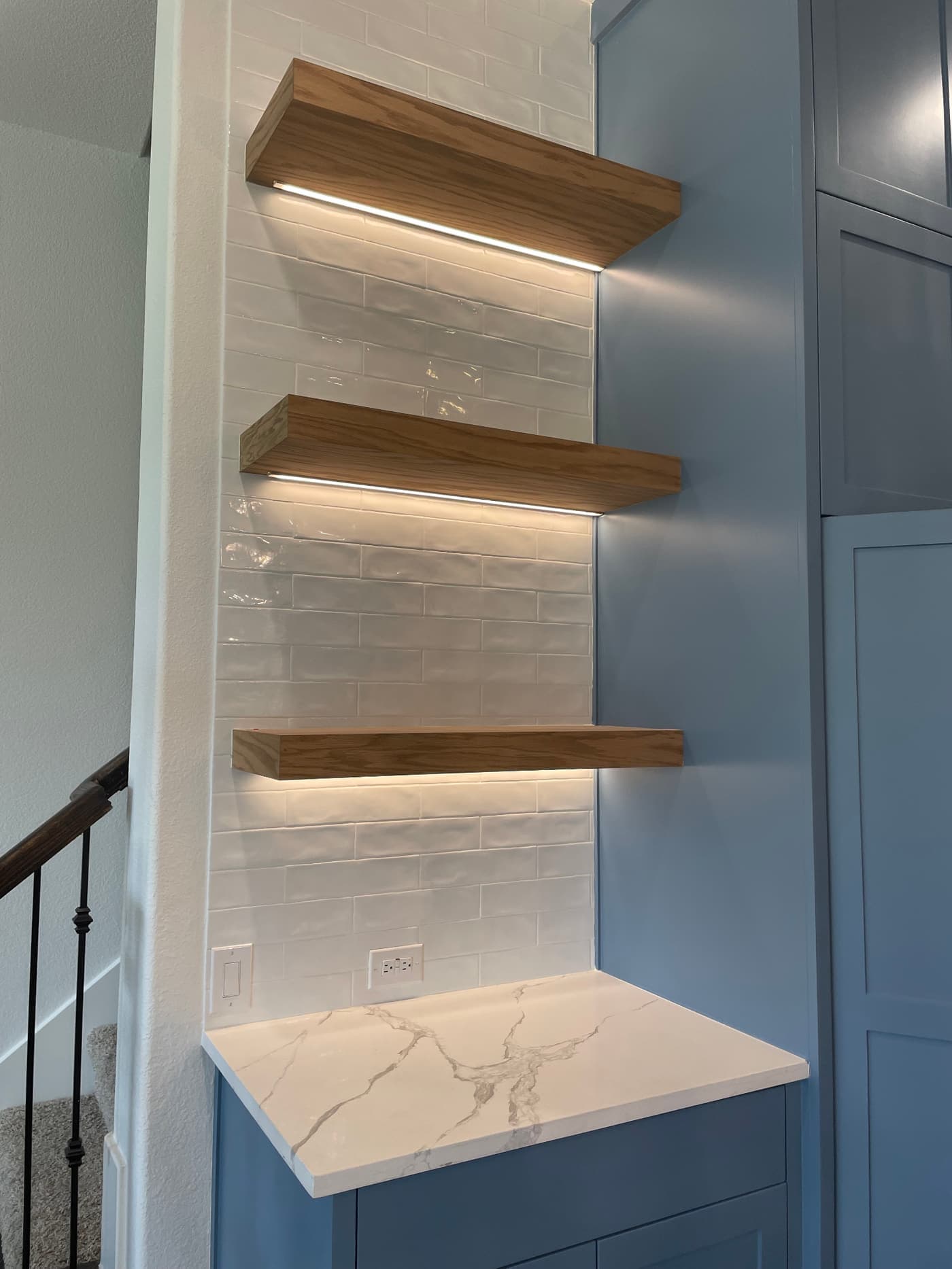 Accent shelf lighting in a North Texas home