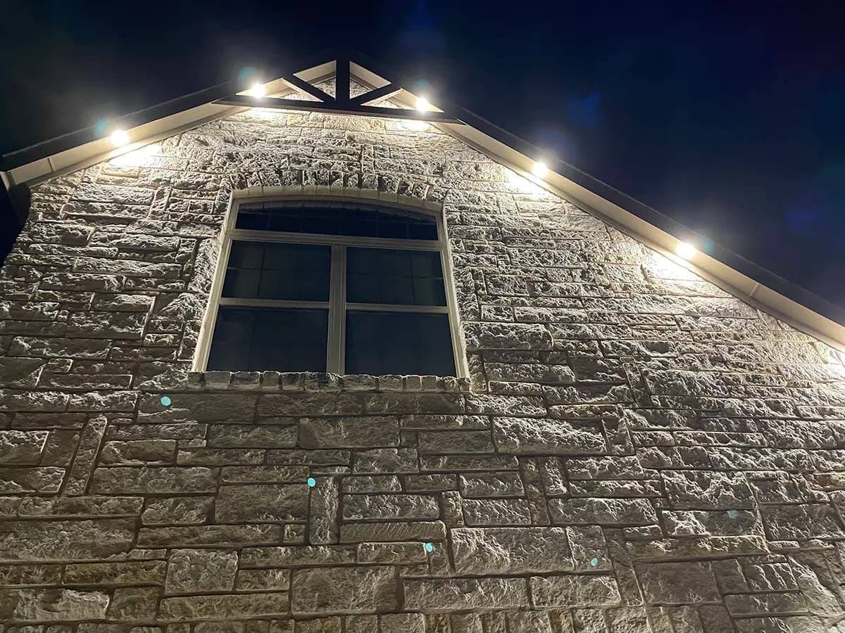 Soffit lighting installation in North Texas